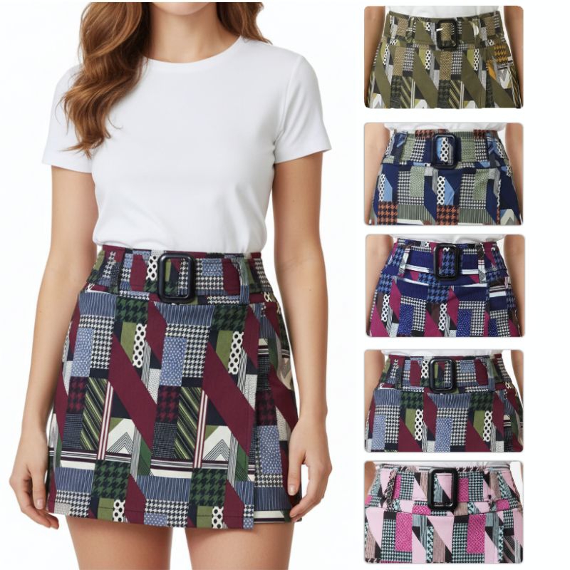 Saia Shorts Feminina Bengaline Cintura Alta P M G com Elasticidade em Estampas Modernas Conforto e Estilo