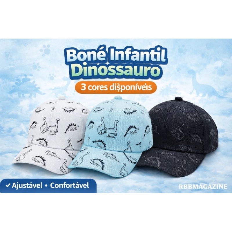 Boné Infantil Estampa Dinossauro – Confortável e Moderno
