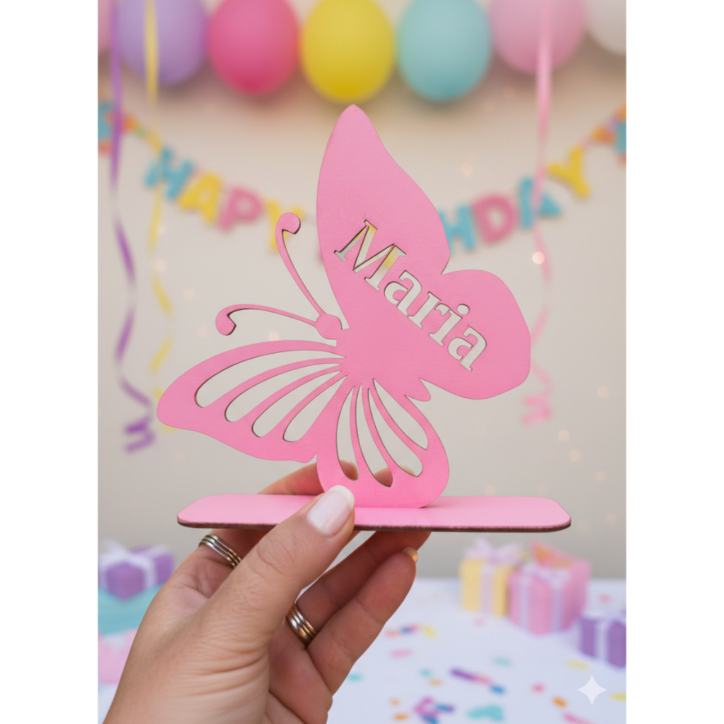 kit 10 20 30 Centros De Mesa Borboleta Personalizado Em Mdf Rosa Lembrancinha Aniversario Menina em Oferta na Shopee