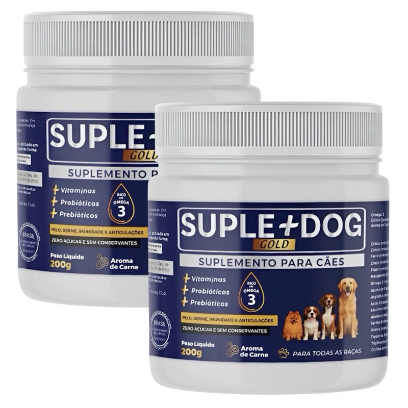 400g Suplemento Suplemais Dog Queda de Pelos Derme Coceiras Alergias Lágrima Ácida Pele Sensível