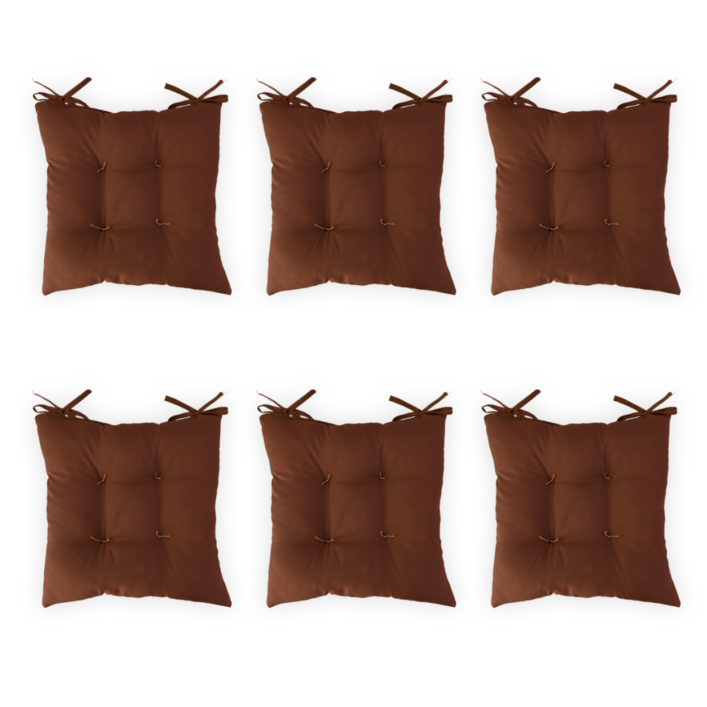 Kit 6 Almofadas Assento Futon 40x40cm Cadeira Cozinha Oxford Decorativo Banco Pallet Fixação Macio