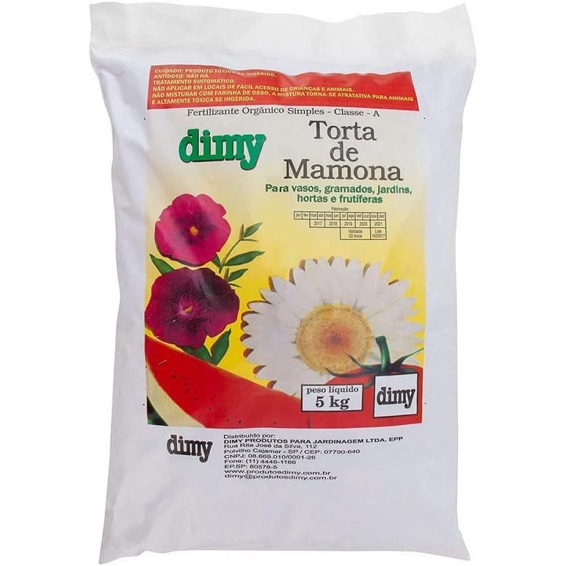 Dimy Torta de Mamona 5kg – Adubo Orgânico Natural Rico em Nitrogênio para Hortas e Jardins