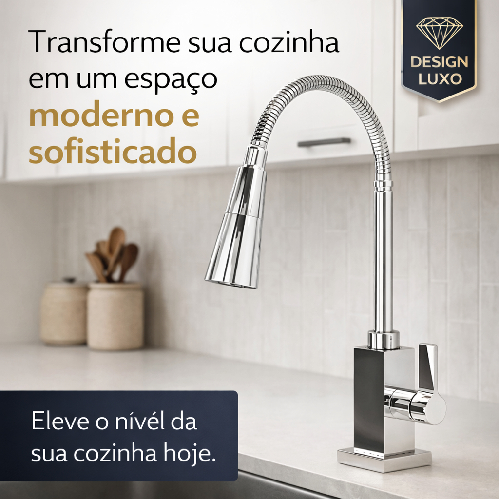 Torneira Gourmet Cozinha Flexível Inox Cromada 1/4 Volta Duplo Jato 360° Bancada Luxo em Oferta na Shopee