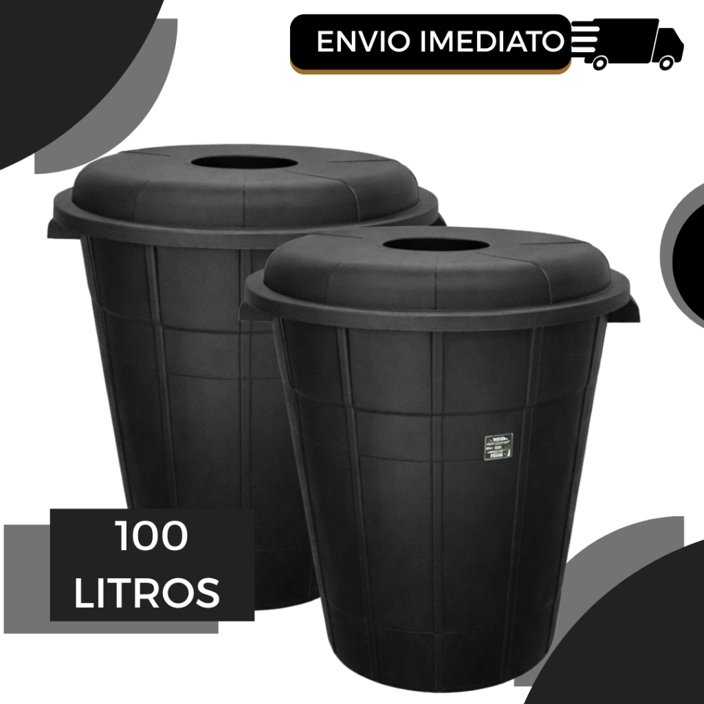 Cestos De Lixo Cestão Grande 100 Litros  Lixeira Reforçada Multiuso Com Tampa / 01 e 02 Unidades