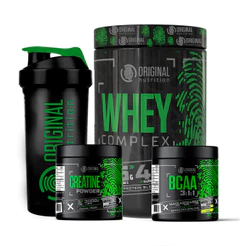 Kit Suplemento em pó Whey Complex Protein Blend + Bcaa + Creatina + Shaker ORIGINAL NUTRITION
