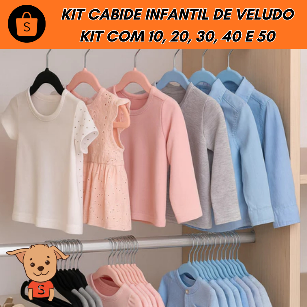 Cabide Infantil Veludo Antideslizante Slim Kit 10 20 30 40 50 Un Cabide Bebê Colorido Guarda Roupa