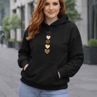 Moletom Feminino Estampado Coraçãzinhos Blusa De Frio 100% Algodão em Oferta na Shopee