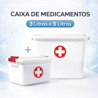 Kit Com 2 Caixas Para Primeiros Socorros 3 Litros E 5 Litros Travas Seguranca Tampa Uninjet Organização Para Remedios em Oferta na Shopee