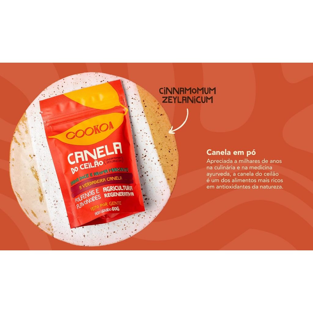 Canela do Ceilão Cinnamomum Zeylanicum Cookoa Sem Glutén em Pó Pura 60g Importada — imagem 2 de 2
