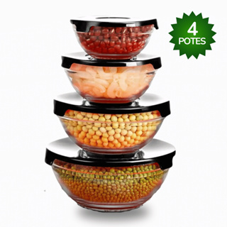 Kit Conjunto De Potes 4 de Vidro Resistente Organizadores De Cozinha em Oferta na Shopee