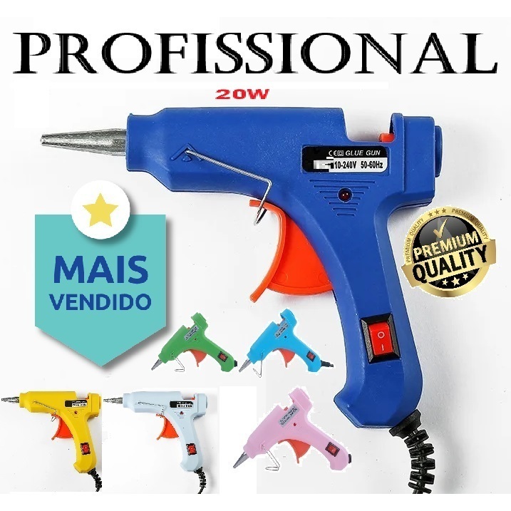 Pistola de cola quente 20w com botão liga e desliga bico fino em Oferta na Shopee