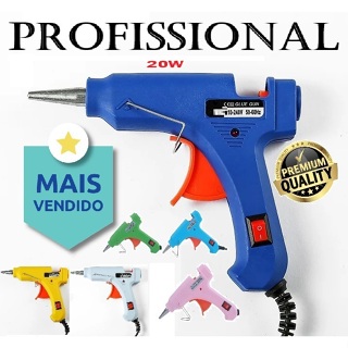 Pistola de cola quente 20w com botão liga e desliga bico fino em Oferta na Shopee