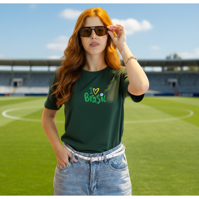 T-shirt Copa do Mundo 2026 100% Algodão Confortável Camisa Brasil Feminina e Masculina Unissex