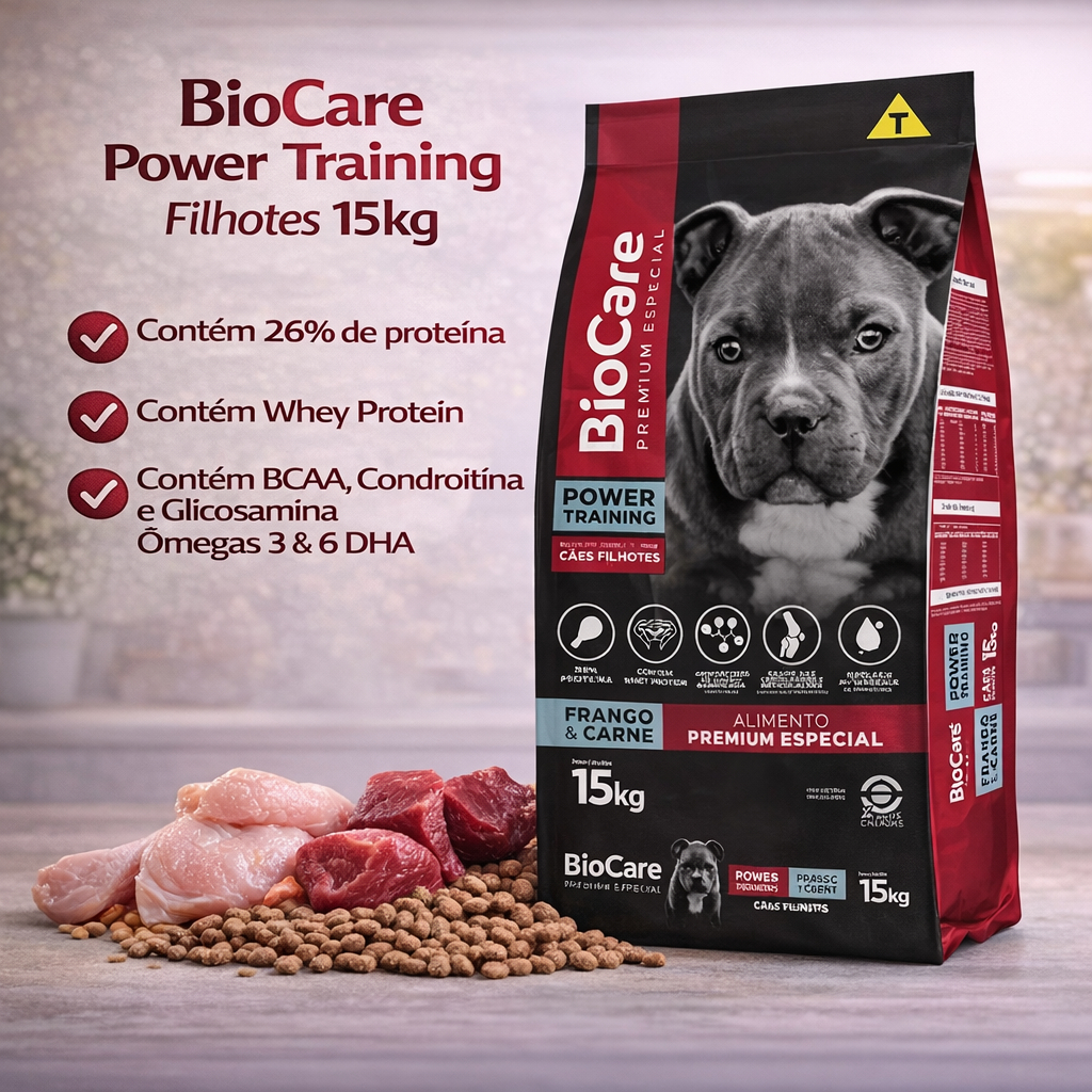 Ração Biocare Power Training Filhotes Frango E Carne 15kg em Oferta na Shopee