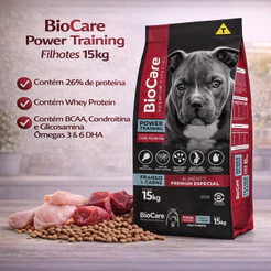 Ração Biocare Power Training Filhotes Frango E Carne 15kg