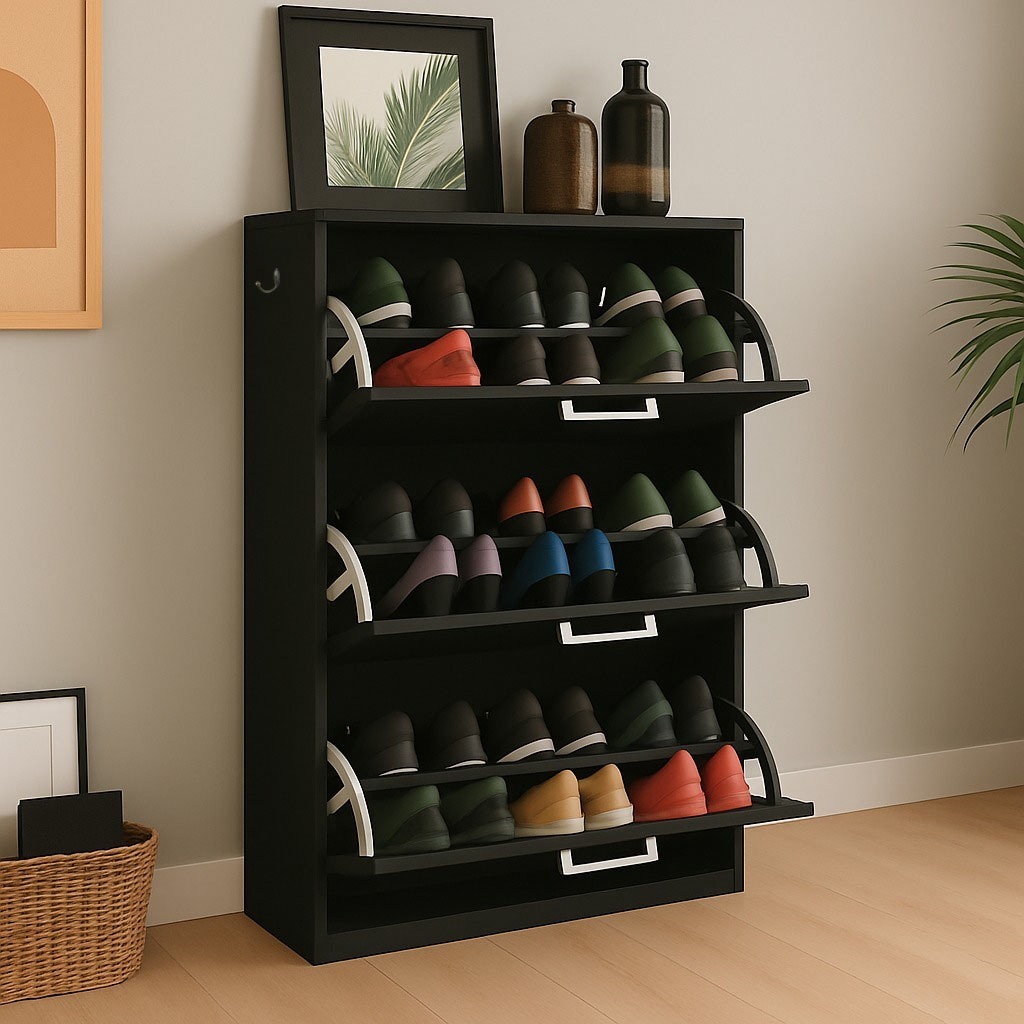 Sapateira Organizadora de Chão Slim 3 Portas Basculantes com Gancho Lateral Móveis Bonatto