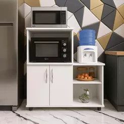 Balcão Organizador Fruteira s/ Rodizíos, c/ 2 Portas – Suporte p/ Forno ou Microondas