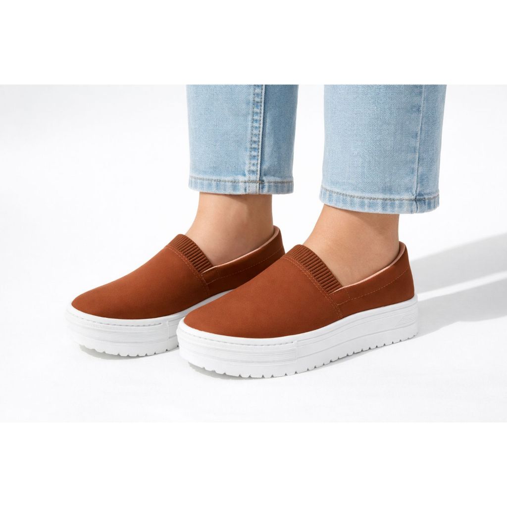 Slip on Feminino Sapatilha Casual Camurça Sapatênis Confortável Tênis Leve Envio Imediato