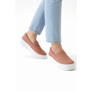 Tênis Slip on Feminino Sapatilha Casual Camurça Sapatênis Confortável Leve Envio Imediato