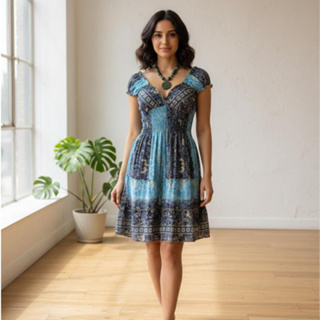 Vestido Feminino Curto Manga Curta Estilo Cigana Decote em V Roupa Feminina em Oferta na Shopee