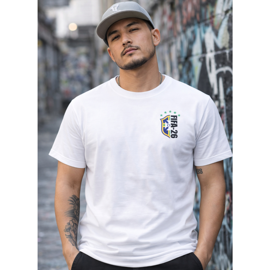 Camiseta Brasil Copa do Mundo – Vista a Paixão Pelo Futebol | Qualidade Premium branco e preto basico estiloso