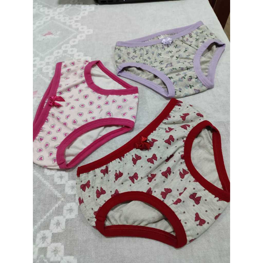 Kit 3 Calcinhas infantil Algodão Confortavél Estampada Menina Moda Intima Infantil