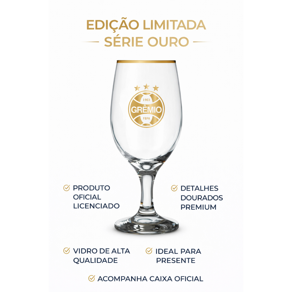 Taça Oficial Windsor 330ml Time Grêmio Cerveja Vinho Chopp Série Ouro Edição Especial Presente