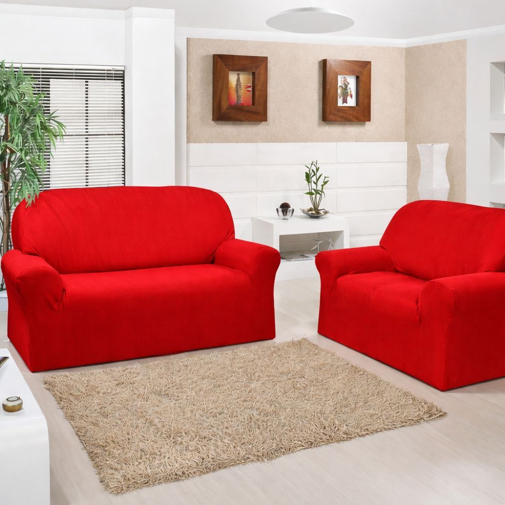 Kit Capa de Sofá 2 e 3 Lugares Coladinha Ligadinha em Malha Gel Para Forro Ajuste Perfeito