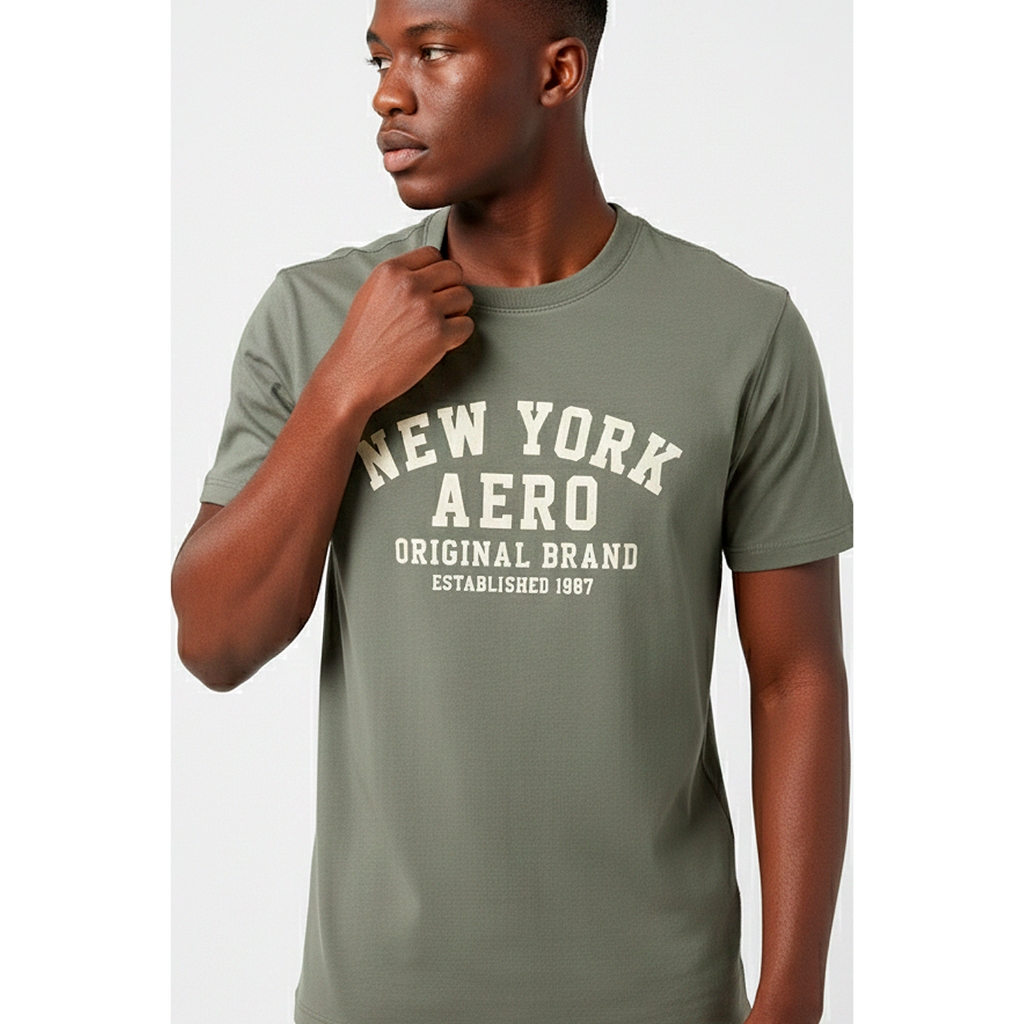 Camiseta Verde Masculina Manga Aéropostale
