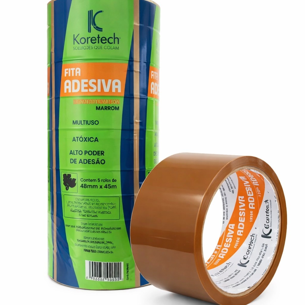 Fita Adesiva Marrom pacote com 4 Rolos 45x40 Koretech
