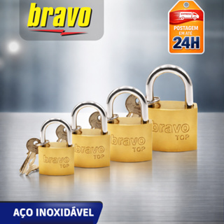 Cadeado Bravo 25mm a 50mm – Corpo Reforçado com Chave | Segurança Doméstica e Comercial em Oferta na Shopee