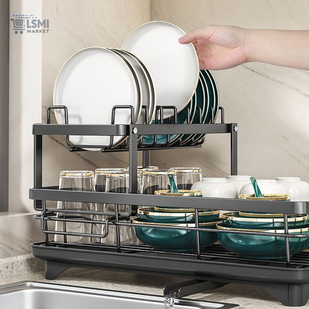 Escorredor de Louça Porta Pratos Talheres Copos Bandeja Com Saída de Água Aço Carbono em Oferta na Shopee