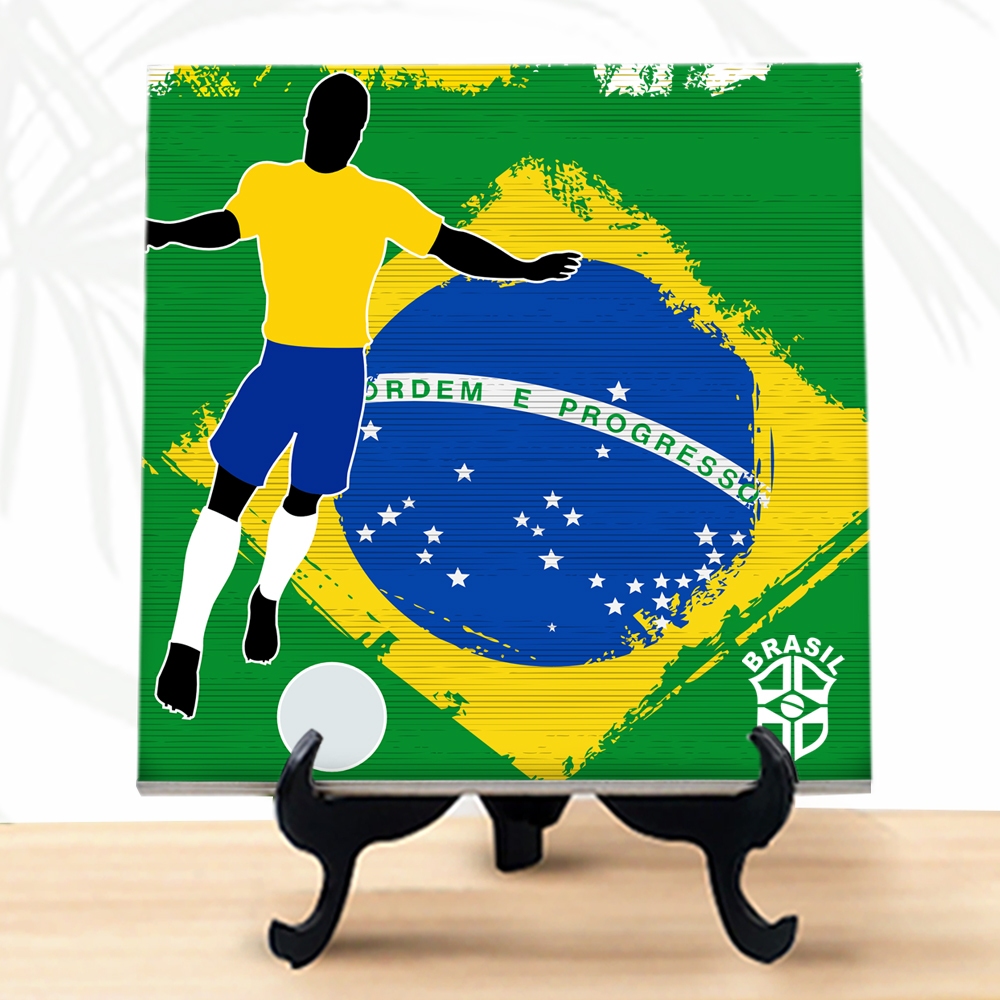 Quadro azulejo Bandeira Brasil Futebol Seleção Brasileira 26