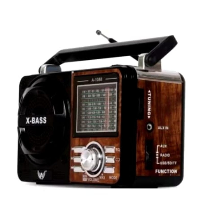 Super Rádio Retrô Vintage Analógico AM/FM 7 Faixas Zona Rural e Urbana MP3 Bluetooth USB Aux SD Tomada Pilha Bateria