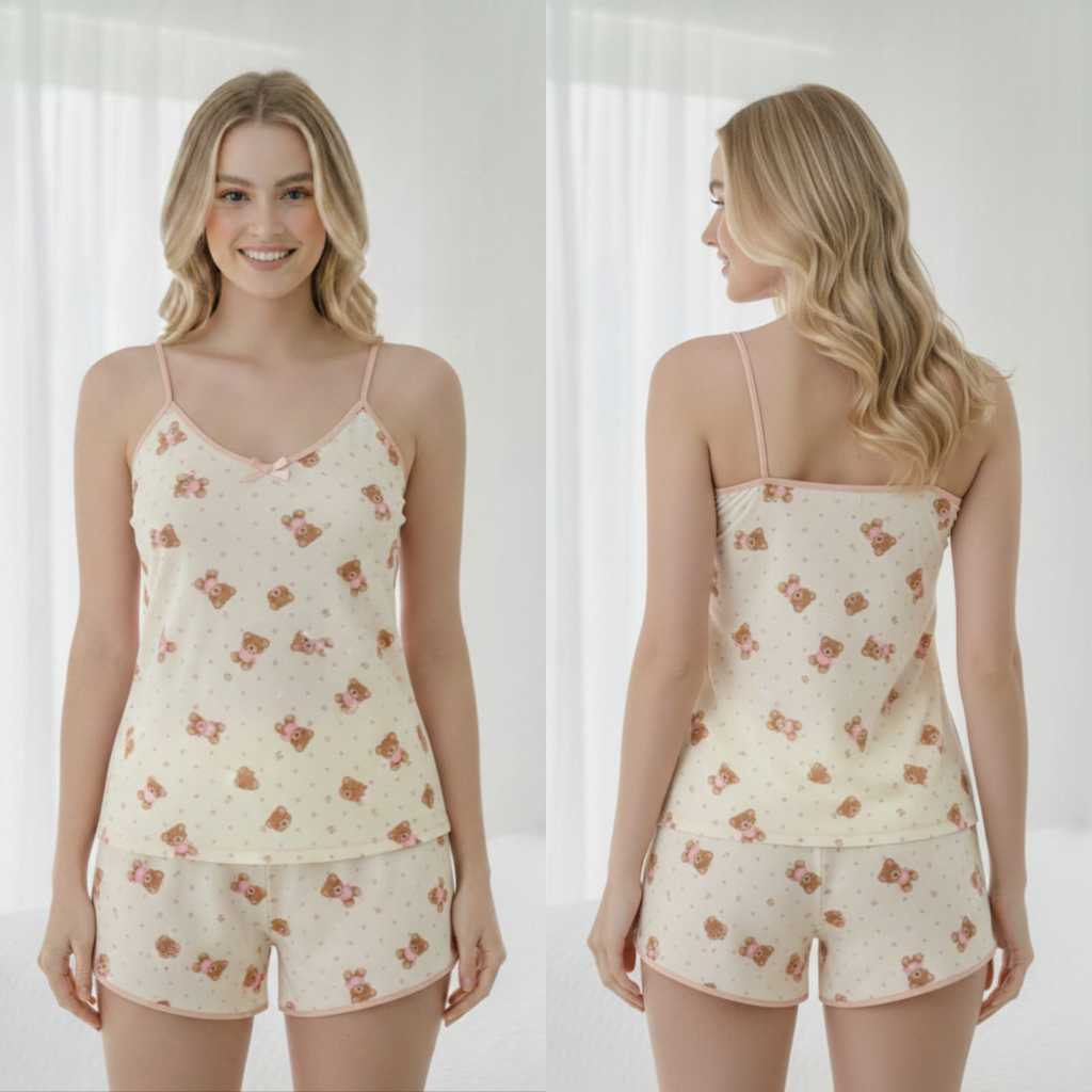 Pijama Feminino Baby Doll Estampado Liganete Sem Renda Premium Malha-Fria Pano Fresquinho Estiloso em Oferta na Shopee