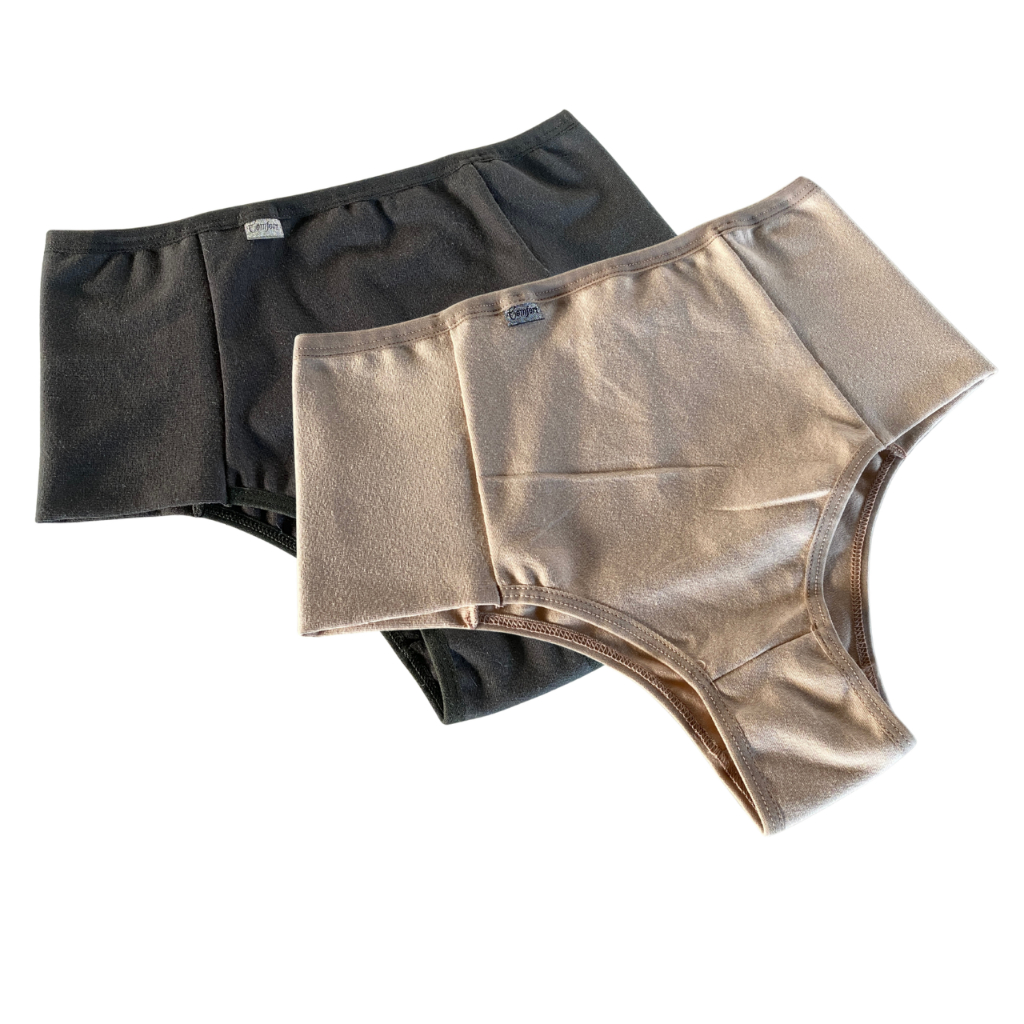 Kit 2 Calcinhas Algodão Cintura Alta Pala Dupla | Calçola Lateral Larga em Oferta na Shopee