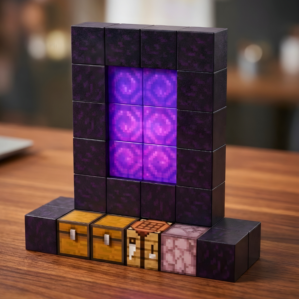Kit C/34 Peças Blocos Magnéticos Portal Para o Nether, pixel, construção, brinquedo criativo