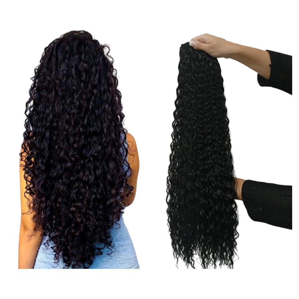 Aplique Cabelo 100% Semi Humano Tic Tac 2 Telas Cacheado 70/75cm 150grs igual Brasileiro do Sul Beauty Cabelos