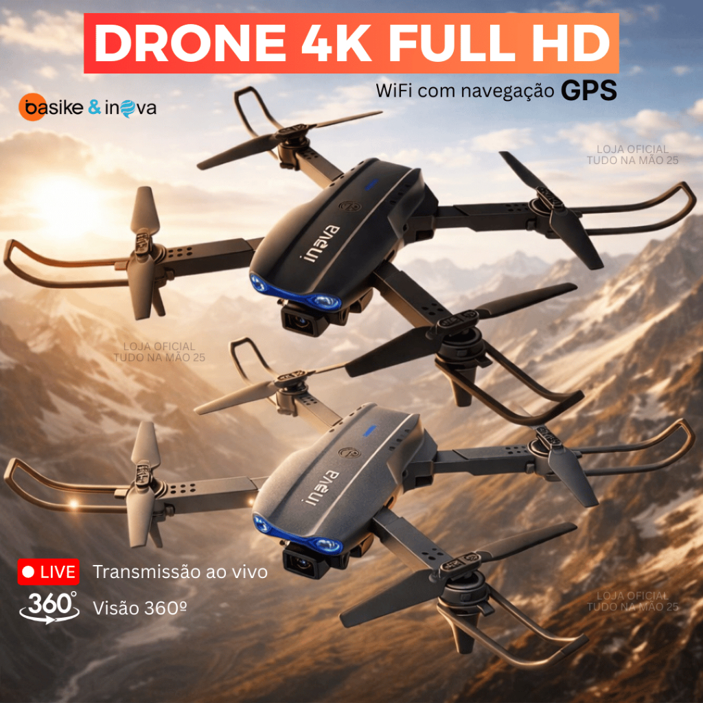 [OFERTA] Drone Câmera 4K Full HD 360º WiFi 2.4GHz com Sensor de Obstáculos Dobrável Controle Remoto