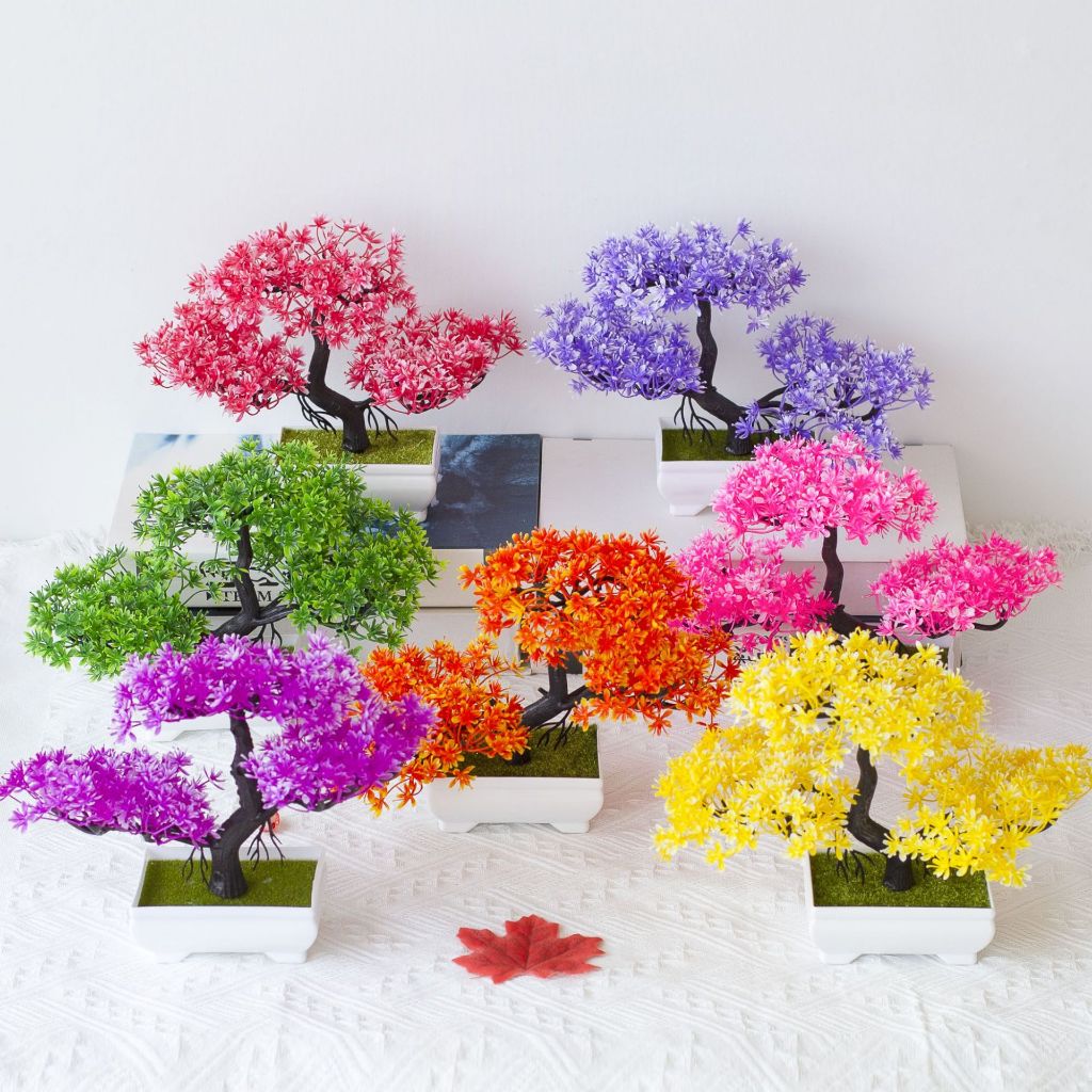 Bonsai Planta Artificial Pinho Decoração Realista Enfeite Mini árvore Com Vaso em Oferta na Shopee