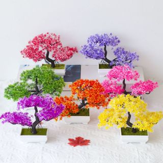 Bonsai Planta Artificial Pinho Decoração Realista Enfeite Mini árvore Com Vaso em Oferta na Shopee