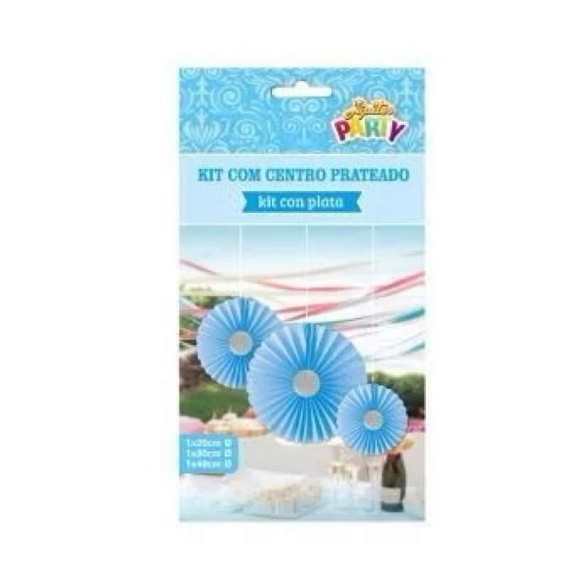 KIT COM 3 GUIRLANDAS FLOR | TAM.: 20, 30 E 40CM | DECORAÇÃO DE ANIVERSÁRIO | FESTA | TEMÁTICA | SURPRESA | ROSA E AZUL