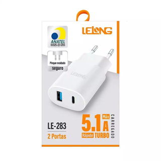 Fonte Carregador Saída usb e type c 5.1A Rapído Lelong LE283 em Oferta na Shopee