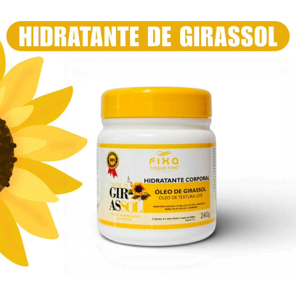 Creme Hidratante Corporal Óleo De Girassol 240g Reparação Nutrição Cicatrização Pele Seca e Sensível