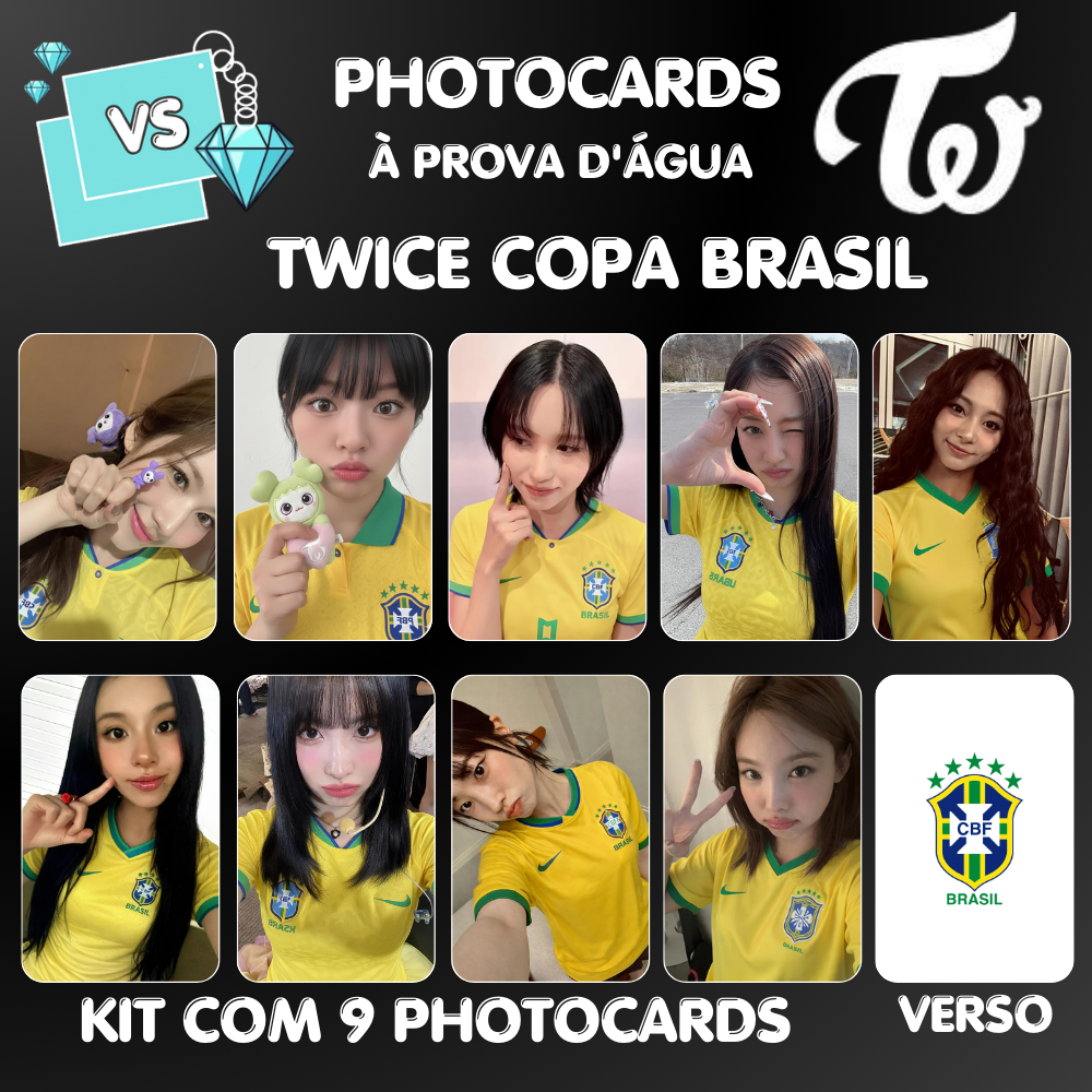 Photocards Twice Camisa do Brasil Selcas à prova d'água Fan-made 5.5x8.5cm Mina, Nayeon, Jihyo, Sana