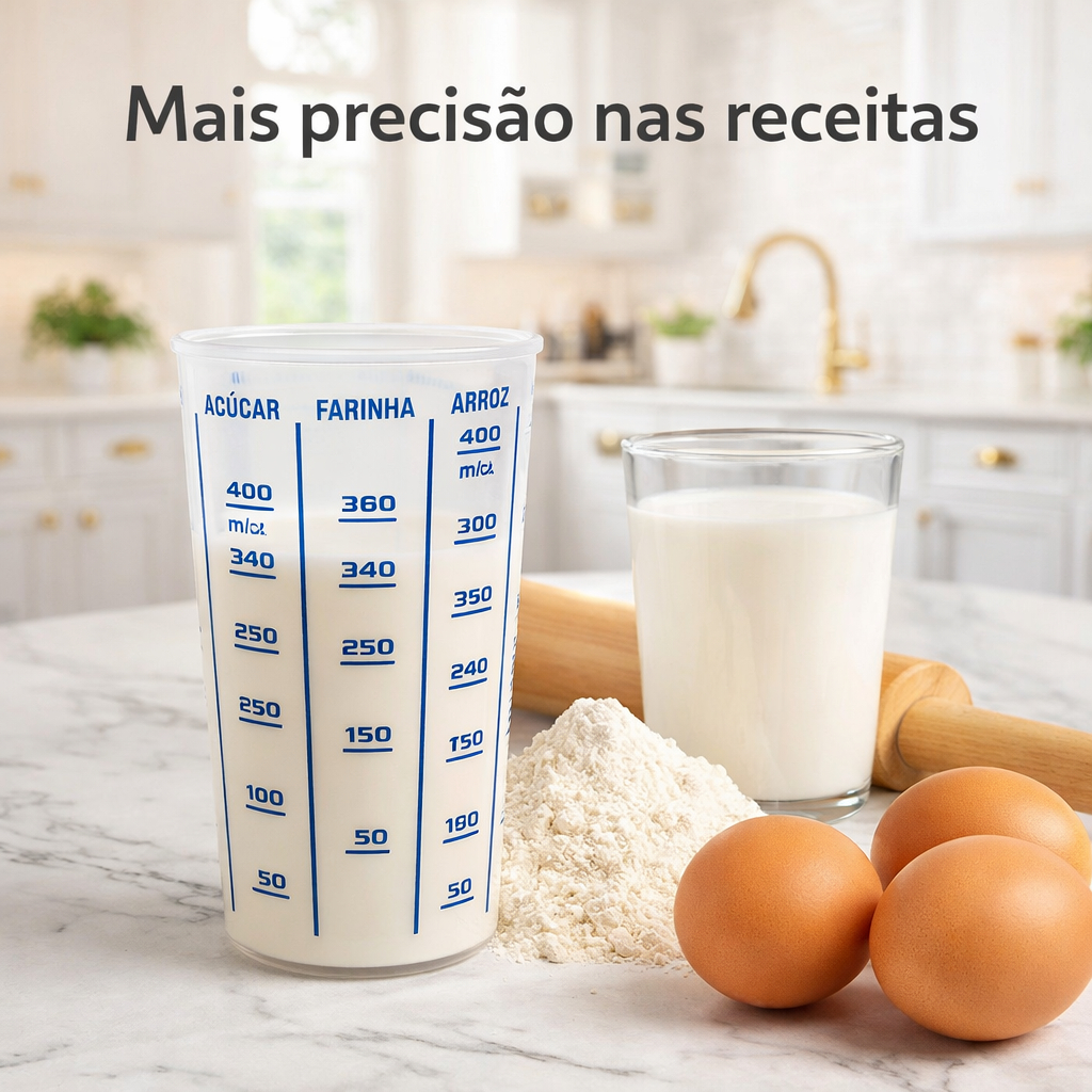 Kit Até 2 Copo Medidor Plástico 570ml Transparente Cristal Color Medidor de Líquidos