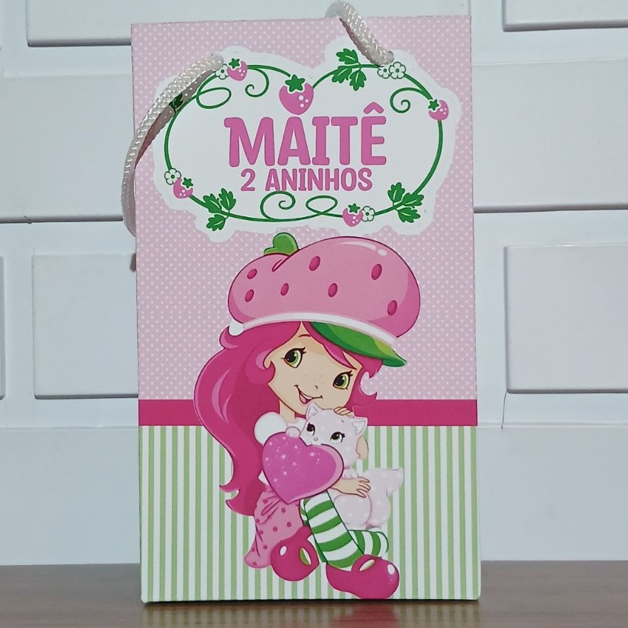 Sacolinha Personalizada Moranguinho  Aniversário Infantil Mimos e Lembrancinhas para Festa KIT PEGUE E MONTE