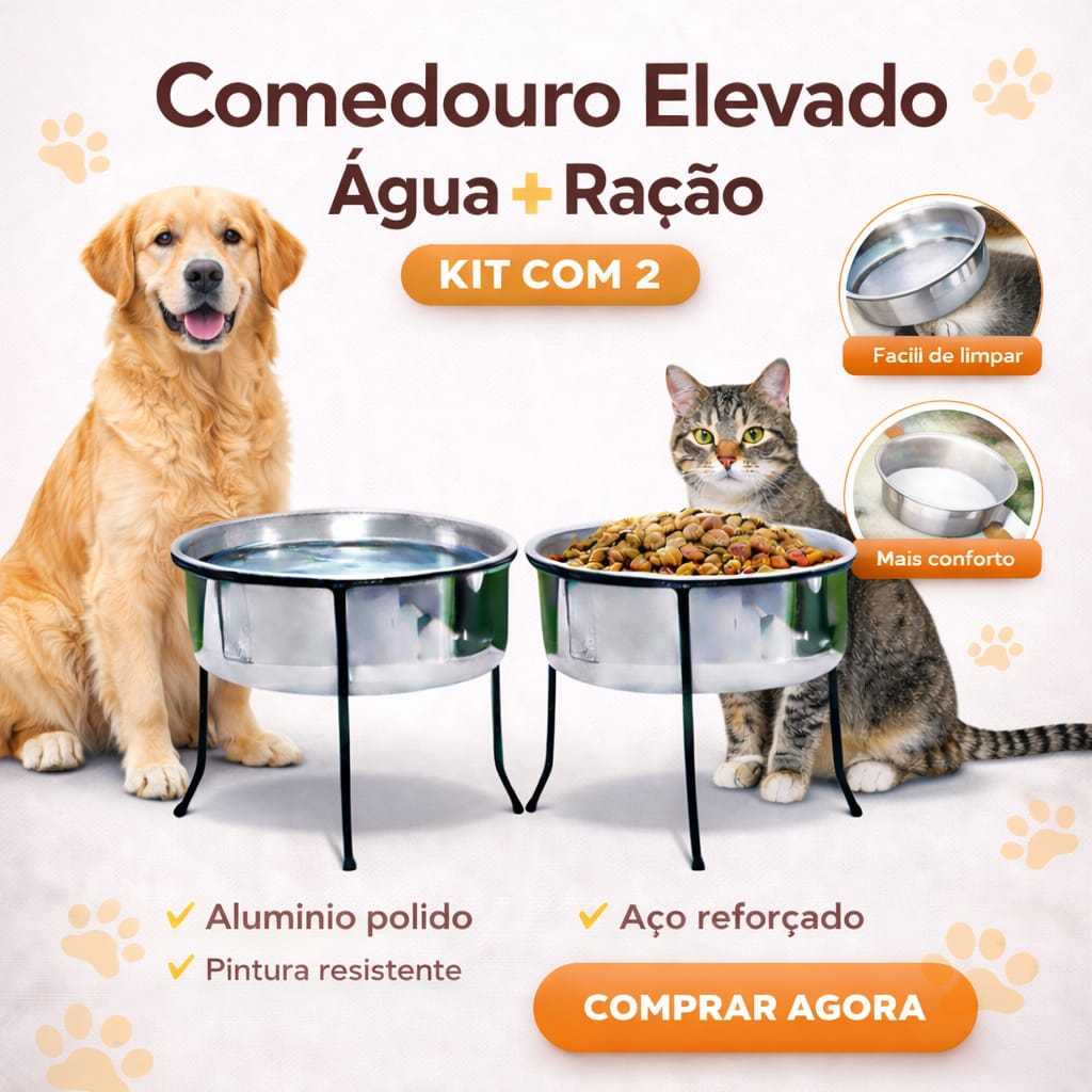Pote Tigela Comedouro e Bebadouro Elevado Para Caes e Gatos (2 unid) em Oferta na Shopee