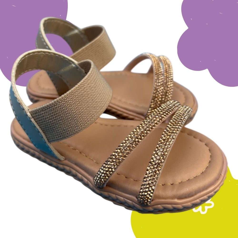 Sandália Infantil Menina Bebê Tiras e Elastico Calce Fácil Rasteirinha Baby Feminina
