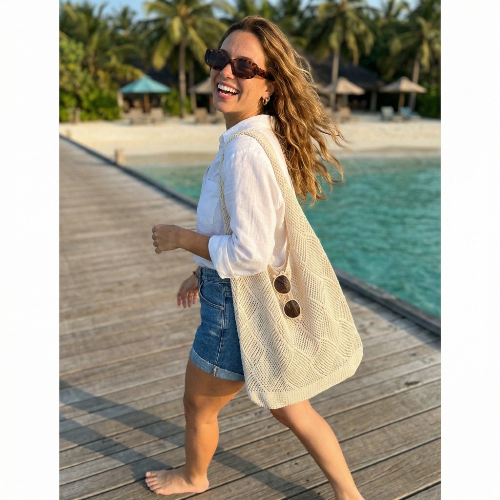 Bolsa moda Praia Tricot Croche Verão Clássica em Oferta na Shopee